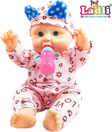 Cute Little Boy in Teddy Printed Dress Doll for Kids Removable Clothes