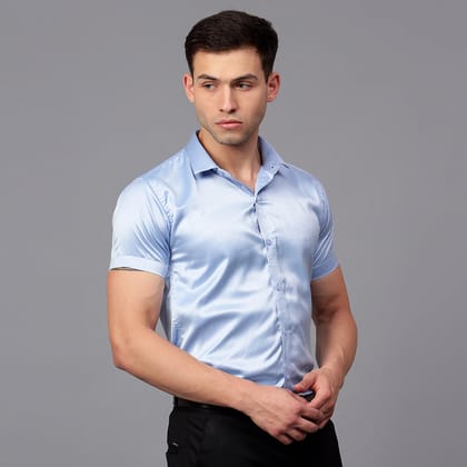 Satin Half Formal Shirt Sky Blue Color-38