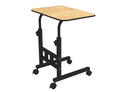 Portronics My Buddy D Height Adjustable, Metal Frame, Easy-to-Clean Tabletop, Safety Wheel Lock - Brown
