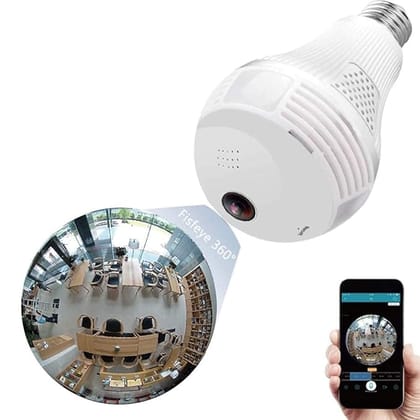 SMARTCAM Full HD Picture Bulb Home Security Camera 1080p AI Powered Motion Detection l Infrared Night Vision | 360 Panorama | Talk Back Feature (Bulb Camera)