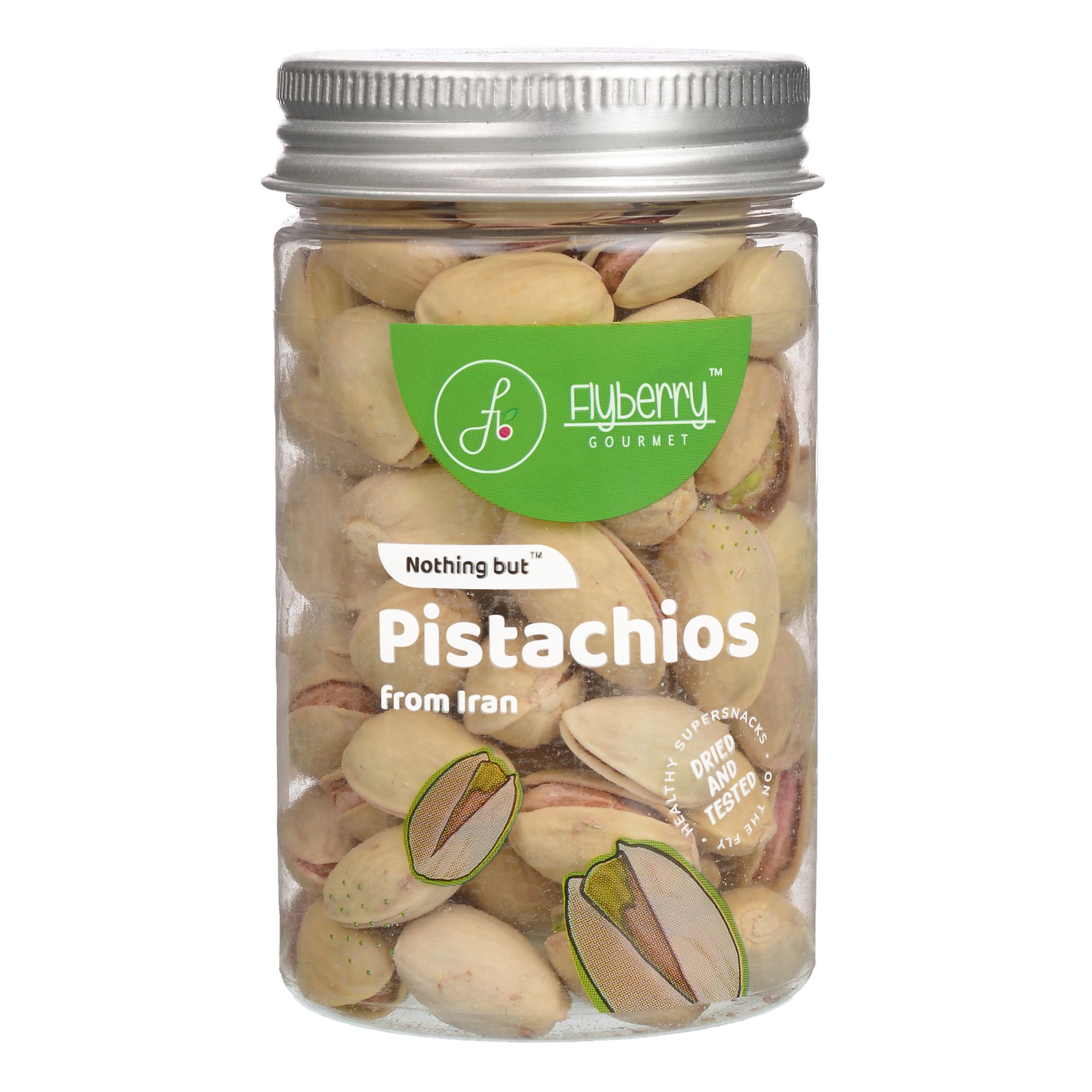 Flyberry Gourmet Premium Iranian Pistachios, 100g | Rich in Protein and Dietary Fibre