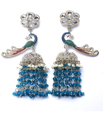 Jiyanshi fashion - Sky Blue Jhumki Earrings ( Pack of 1 ) - Sky Blue