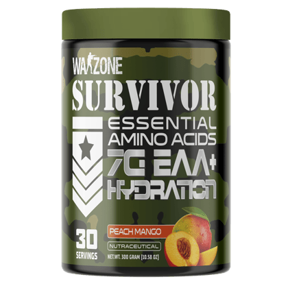 Warzone Nutrition I Survivor I Essential Amino Acids I 7C EAA+ I Hydration I 30 Servings I Nutraceutical I Peach Mango I 300 GM