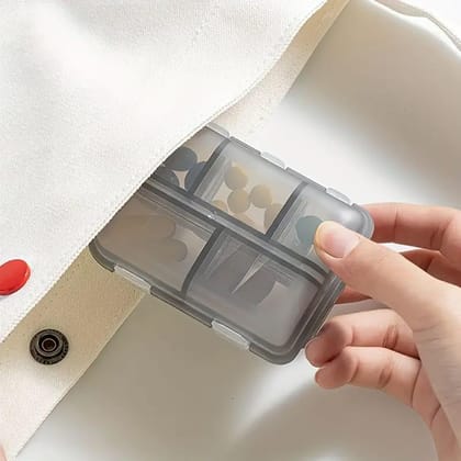 Mini Travel Pills Box – Transparent Multi Compartment Pill Organizer for Daily Use and Travel Single Piece