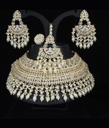 Padmavati Bangles White Alloy Necklace Set ( Pack of 1 )