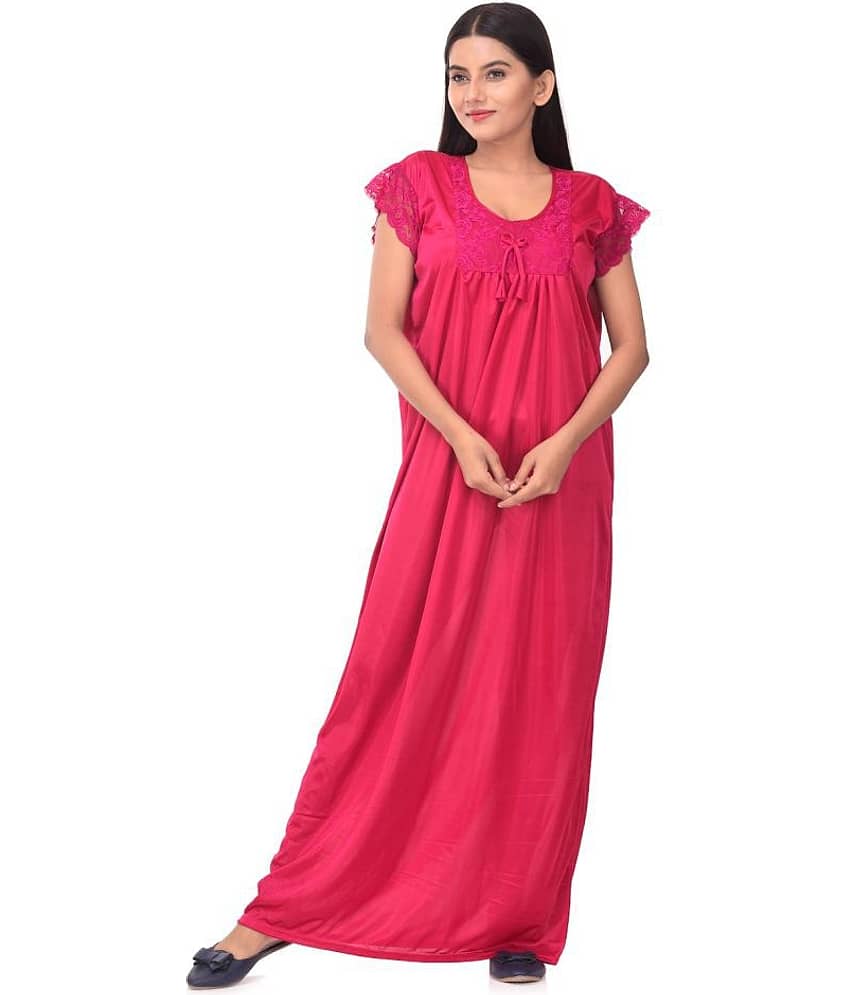 Apratim Satin Nighty & Night Gowns - Pink