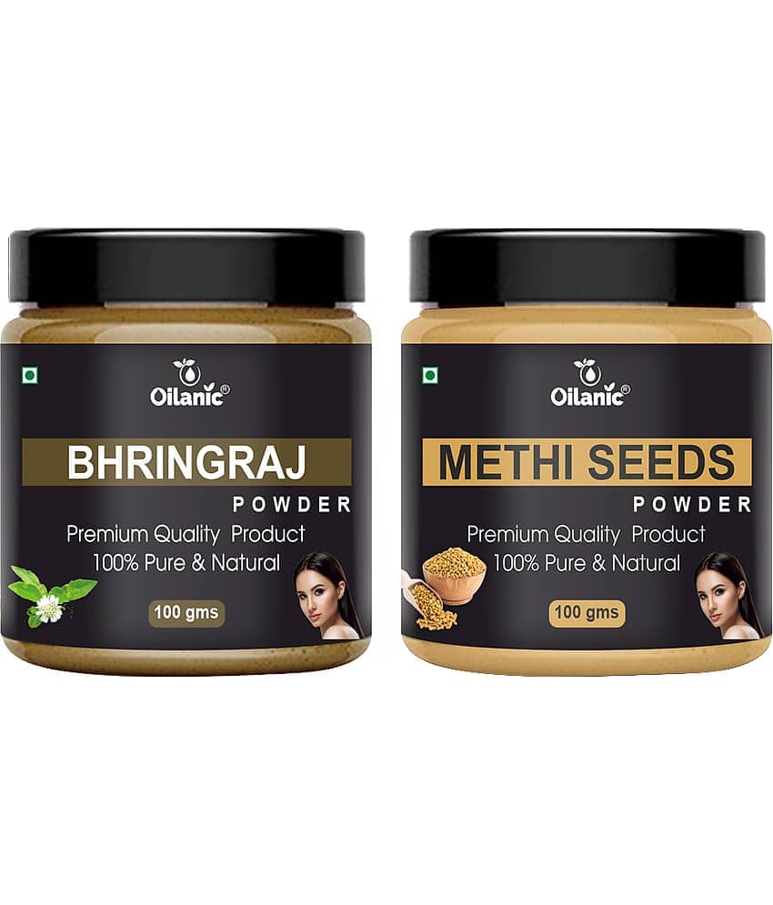 Oilanic 100% Pure Bhringraj Powder & Methi Powder For Skincare Hair Mask 200 g Pack of 2