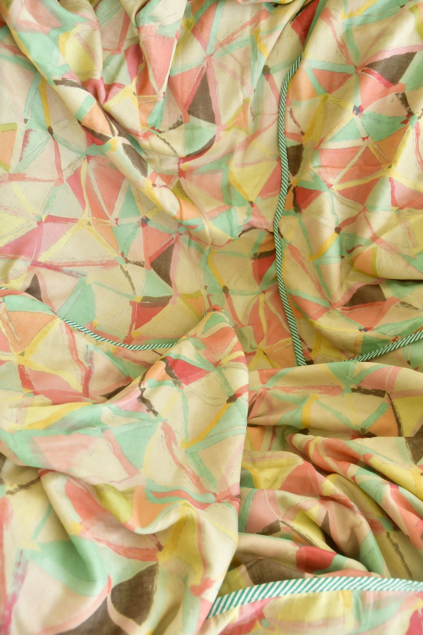 Pastel multi colour Mul Mul Handblock Dohar Single (Pair)