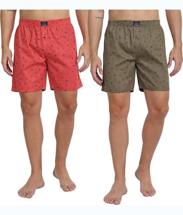 FTX Pack of 2 Cotton Boxers For Men's ( Green )