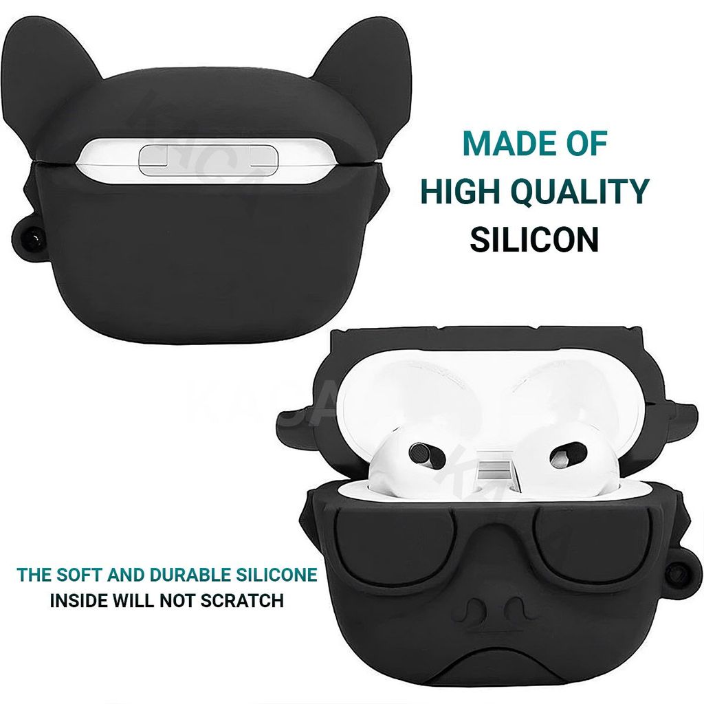 LIRAMARK Cute Cartoon Design Case Cover for Airpods Pro 2 Case (2023/2022), Designer AirPods Pro 2nd Generation Cover (Black Dog)