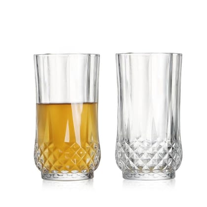 Premium Crystal Juice and Water Glasses | 240 ML | Long Elegant Drinking Tumbler | Stylish Round Highball Glass for Cocktails, Mocktail |