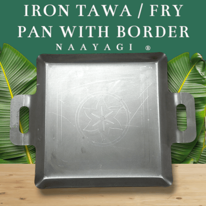 NAAYAGI - Multi use Dosa, roti tawa cum fry pan - SQUARE TAWA - PURE IRON MADE for dosa, roti, fish fry, bun paratha - 12 inch,