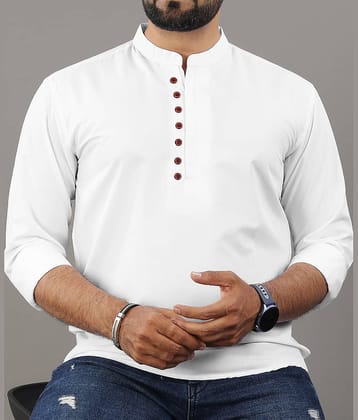 Ethnic Trendz Orange Cotton Blend Men's Shirt Style Kurta ( Pack of 1 )