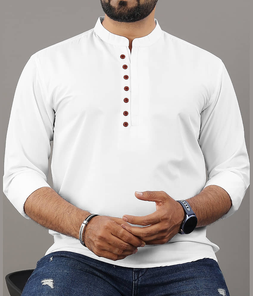 Ethnic Trendz Orange Cotton Blend Men's Shirt Style Kurta ( Pack of 1 )