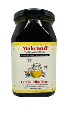 Makrand Organic Honey Cerana Indica – 100% Pure, Raw, Healthy Bee Colonies for Maximum Flavor & Health Benefits 500gm