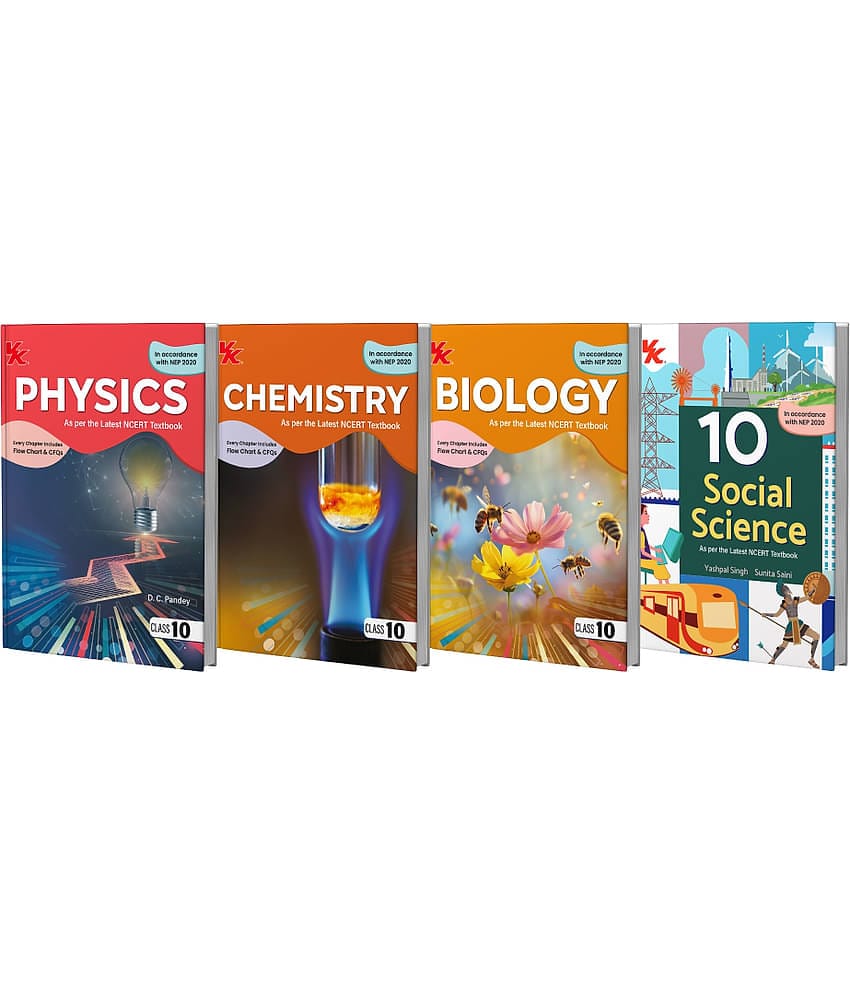 Physics, Chemistry, Biology, Social Science Book for Class 10 (Set of 4) | CBSE (NCERT) | NEP |  Examination 2025-26 | by VK Global Publications