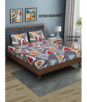 Home Candy Microfibre Floral 1 Bedsheet with 2 Pillow Covers - Brown