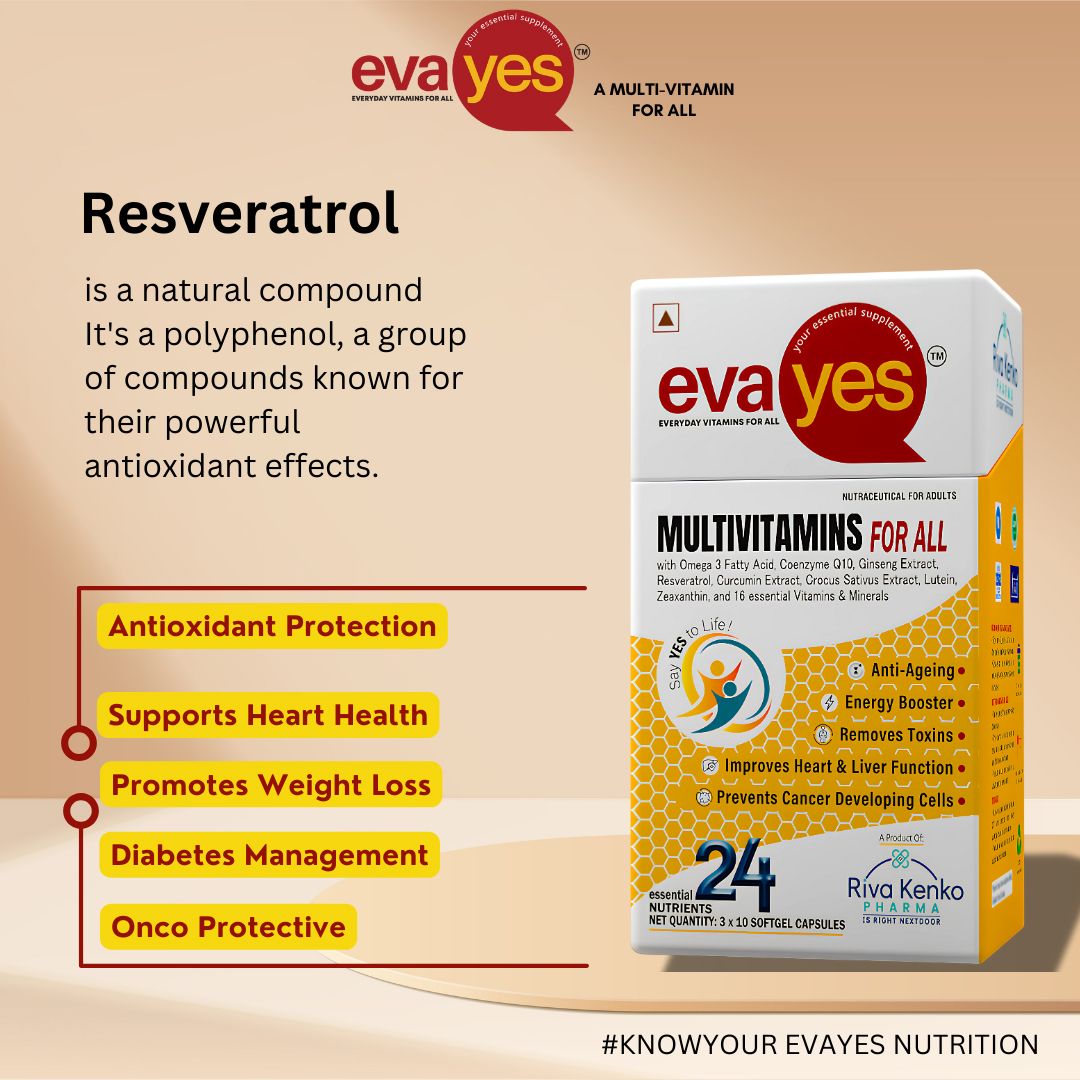 Riva Kenko Eva Yes Multivitamins for All with ONCO Protective l Energy Booster l Remove Toxins l Support Brain, Heart and Eye Health l Promote Strong Bone and Flexibility for Women & Men (30 Capsule)