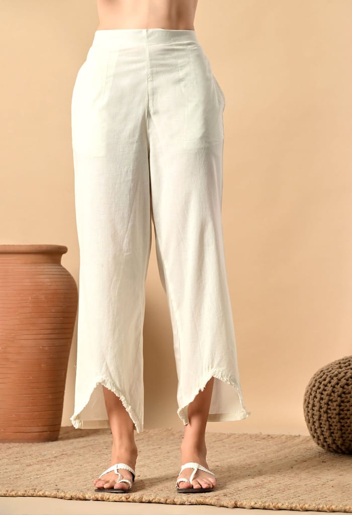 Noodle Strap 3PC Cotton Set with Fish Cut Palazzo and Sitara Work