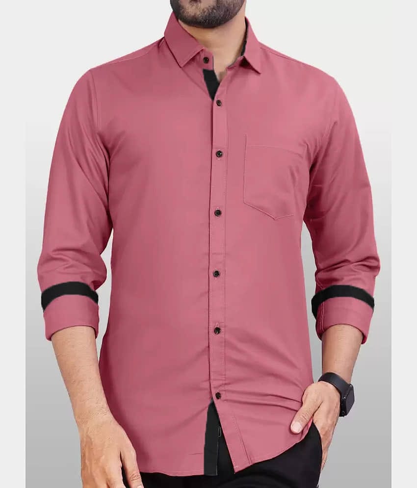 JEEVAAN - THE PERFECT FASHION Cotton Blend Slim Fit Solids Full Sleeves Men's Casual Shirt - Pink ( Pack of 1 )