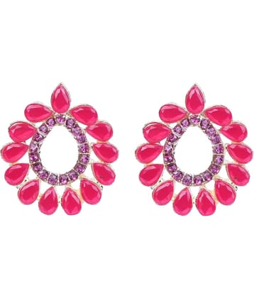 PUJVI - Red Stud Earrings ( Pack of 1 )