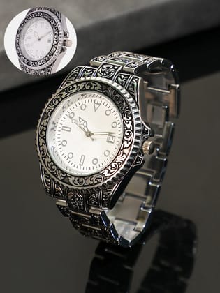 The Antique Embossed Round Watch - Chalice Silver-Watches