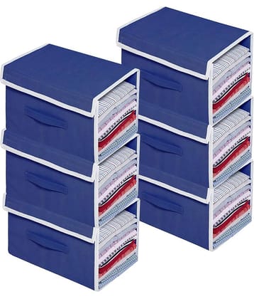 Sh Nasima Stackable Non Woven Shirt Organizer with Cover Lid- (Grey) - Pack of 6