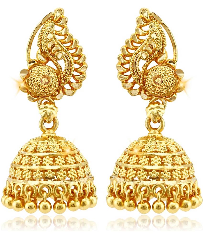 VIVASTRI Golden Jhumki Earrings ( Pack of 1 )