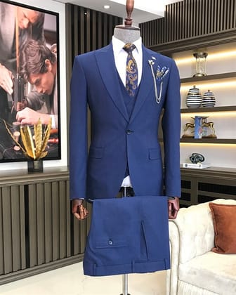 ITALIAN FIT MEN'S BLUE SUIT BY ITALIAN VEGA® (3-Piece)-S-38