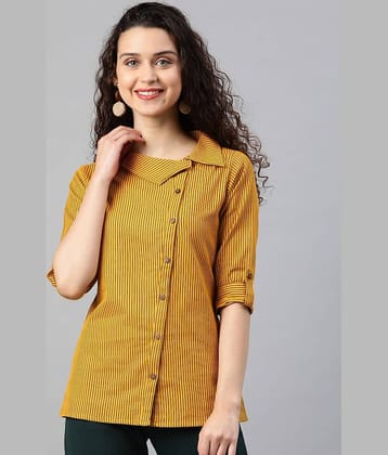 Yash Gallery Women Striped Cotton Shirt ( Yellow )