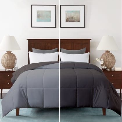 Razzai - 150 GSM Soft AC Comforter Hotel Quality-Down Alternative Reversible Comforter - All Season |AC Comforter/Blanket/Quilt/Rajai Double Bed|Silver/Teal-King / Dark Grey