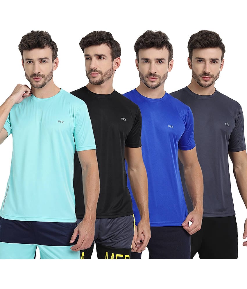 FTX Pack of 4 Polyester Regular Fit Men's T-Shirt ( Multicolor4 )