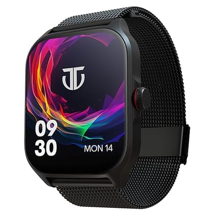 Titan Zeal Smart Watch with 1.85" AMOLED Display with AOD, Single Sync BT Calling, Advanced Chipset, 100+ Sports Modes & Watch faces, IP68- Black Mesh Metal