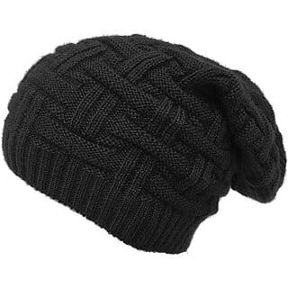 Fashlook Woolen Black Casual Winter Cap