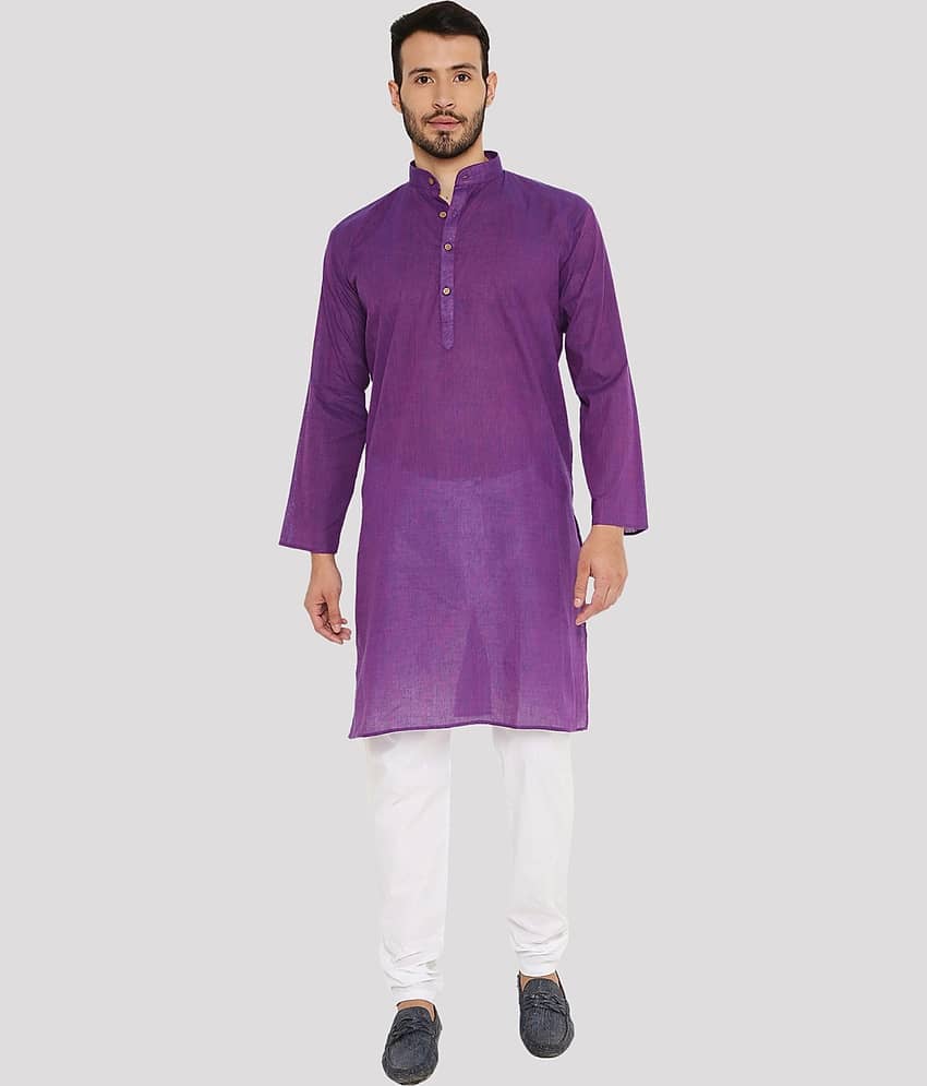 Maharaja - Purple Cotton Regular Fit Men's Kurta Pyjama Set ( Pack of 1 )