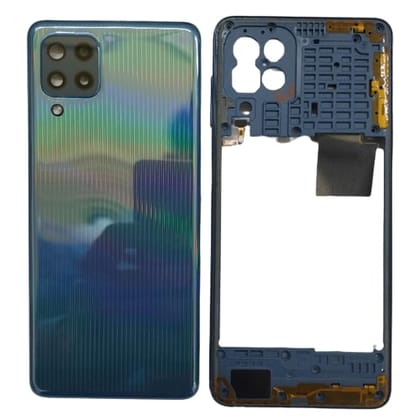 Housing Body for Samsung Galaxy M32 4G Blue Back Panel and Chrome Bezel