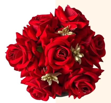 Kozykit Red Rose Juda Maker Flower Gajra for Women & Girls | Artificial Rose Hair Bun Juda Accessory | Bridal Wedding, Festive & Party Wear Traditional Hair Jewellery | Dark Red Bun Gajra Pack of 1