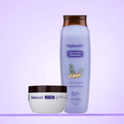 Naturali Rosemary Nourishment Combo - Anti-Hairfall Shampoo + Anti-Hairfall Hair Mask-200ml + 200ml