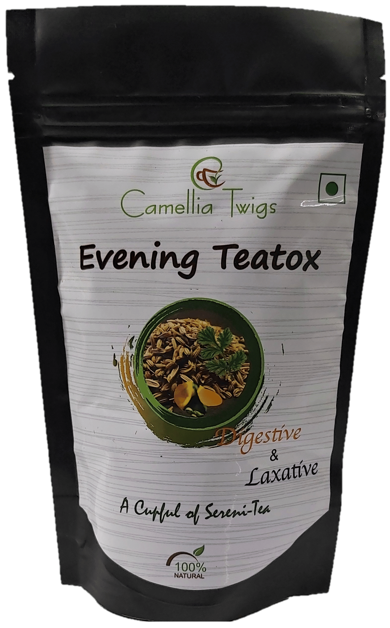 Camellia Twigs Herbal Detox Loose Leaf Tea | Fennel, Coriander Seed, Ajwain, Licorice, Amla, Methi Seed & Senna Leaf | Natural Cleanse & Digestion Support | Caffeine-Free | 100g Pack Of 2