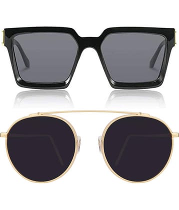Kanny Devis - Black Rectangular Sunglasses ( Pack of 2 )