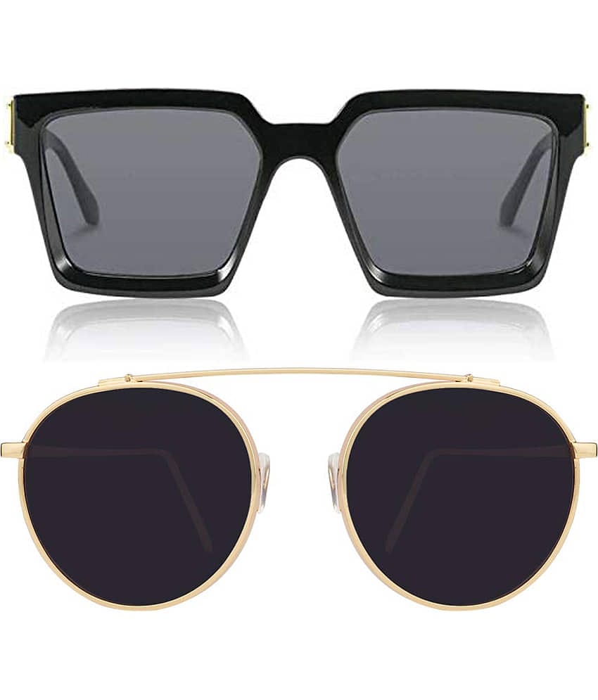 Kanny Devis - Black Rectangular Sunglasses ( Pack of 2 )