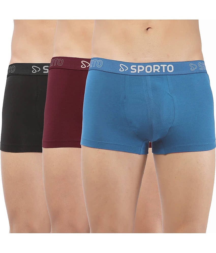 Macho Sporto Pack of 3 Cotton Trunks For Men's ( Multicolor )