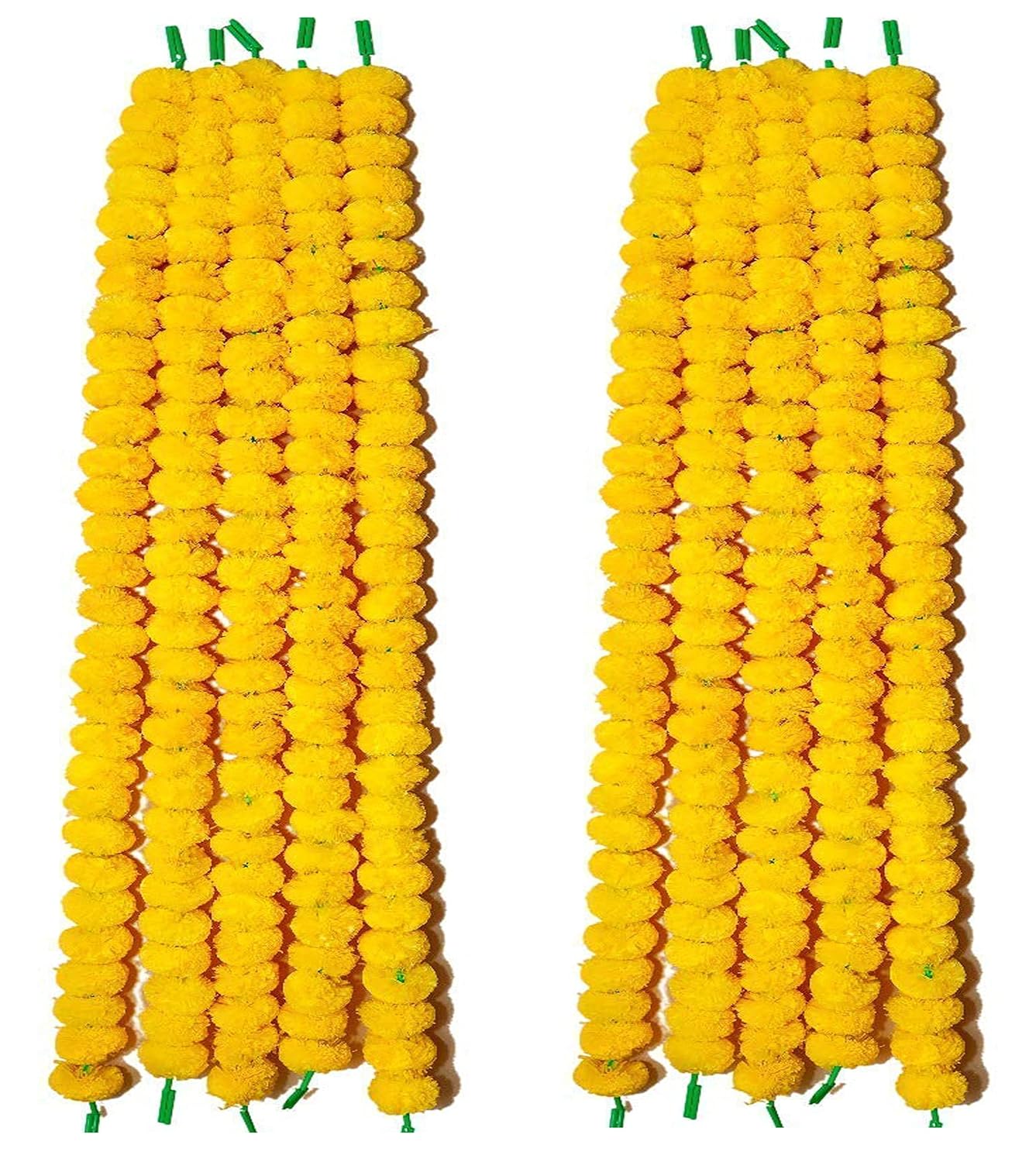 Rudra Artificial Marigold Flowers Garland for Diwali, Pooja Room, Ganpati ,Home Decore Yellow Marigold Artificial Flower (140 cm, Pack of 10, Garlands)