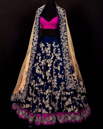 Blue & Cream Heavy Designer Lehnga Choli