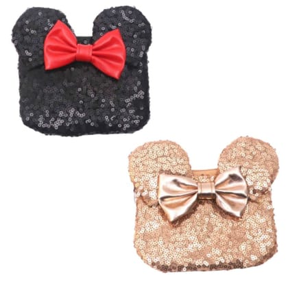 Li'l Diva Minnie Mouse Sequin Classy & Stylish Pack of 1 Purse In Black Color For Girls 3 Years and Above