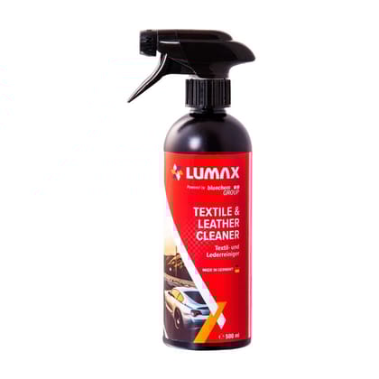 Lumax Textile & Leather Cleaner | 500ML | Renoves Tough Stains & Dirt | Ecofriendly Car Seat Cleaner | Cleans, Shines & Restores Softness of Leather