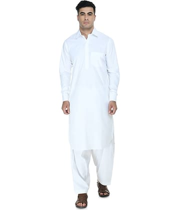 DESIGN TREND White Cotton Pathani Suit Pack of 1