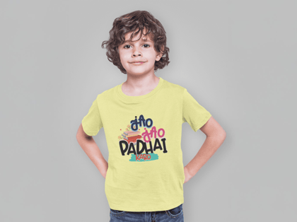 Taarak Mehta Ka Ooltah Chashmah| Kids Yellow Regular Fit Printed T-Shirts (JAO JAO PADHAI KARO)