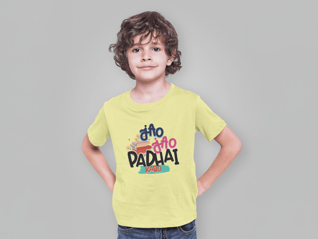 Taarak Mehta Ka Ooltah Chashmah| Kids Yellow Regular Fit Printed T-Shirts (JAO JAO PADHAI KARO)