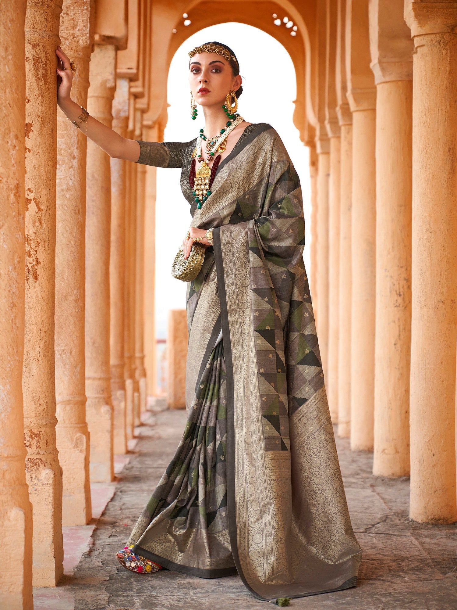 Multicolor Soft Silk Stripes Printed Leheriya Saree